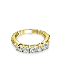 Bling Jewelry 3CT Round Solitaire Three Stone Promise Ring Set,Cubic Zirconia Past Present Future Cz Side Stones Gold Plated Sterling Silver,