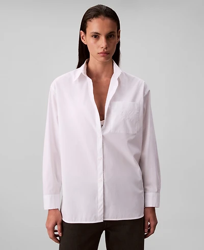Calvin Klein Jeans Women's Poplin Relax Fit Button Down Shirt