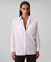 Calvin Klein Jeans Women's Poplin Relax Fit Button Down Shirt