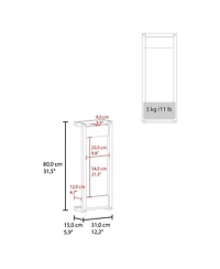 Fm Furniture Washan Towel Rack, wall-mounted design, open vertical frame, integrated lower shelf for folded towels, sturdy and lightweight structure,