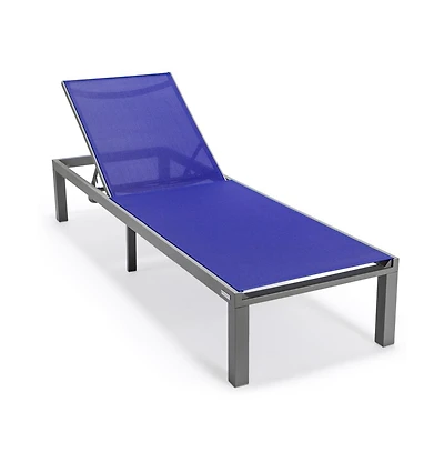LeisureMod Marlin Patio Chaise Lounge Chair With Grey Aluminum Frame