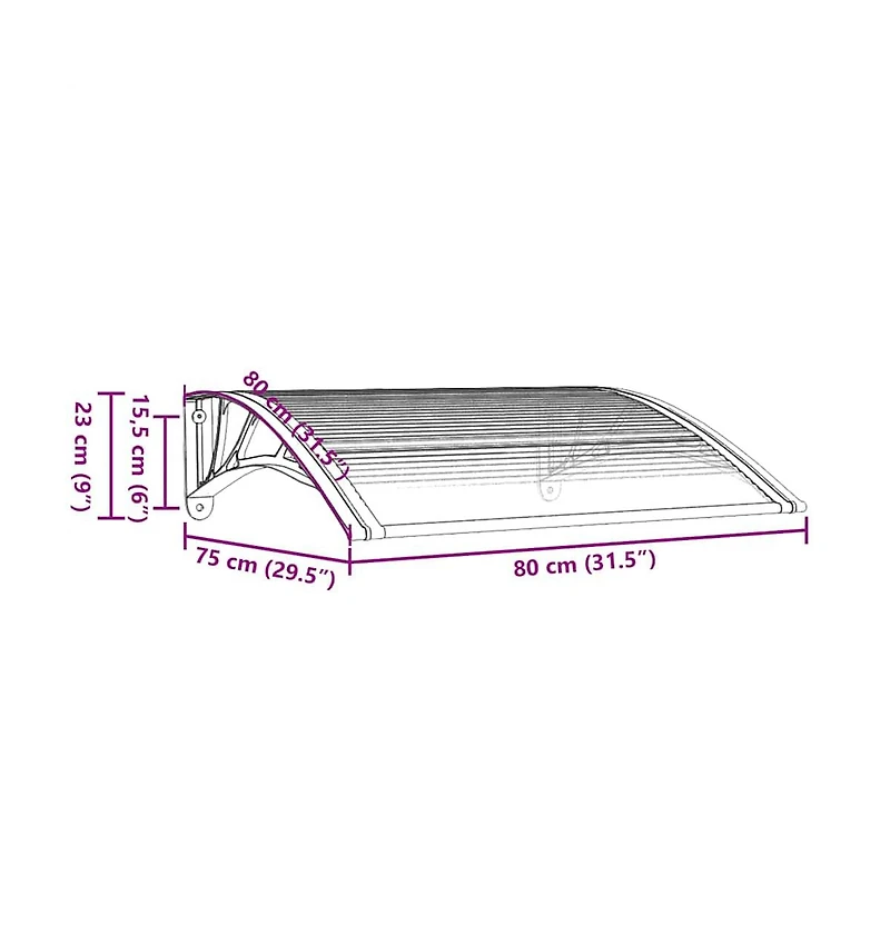 vidaXL Door Canopy Black 31.5"x29.5" Polycarbonate