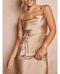 Six Stories Women's Cami Cowl Front Satin Bridesmaid Dress