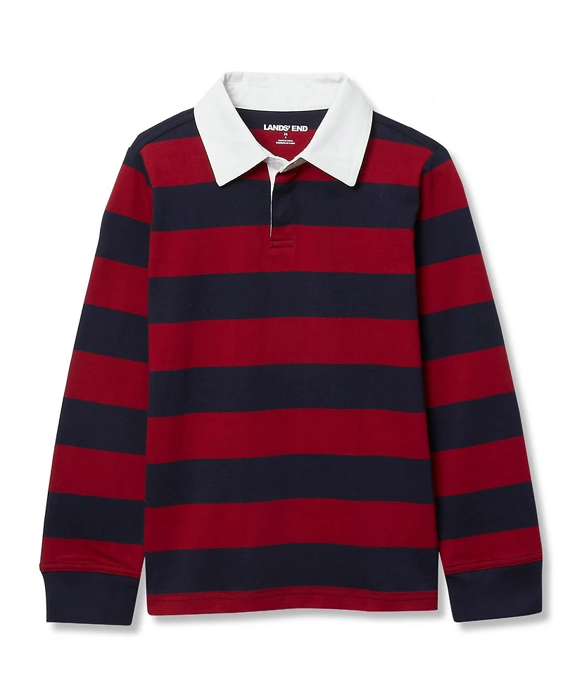 Lands' End Big Boys Husky Long Sleeve Collared Rugby Shirt