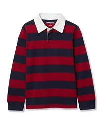 Lands' End Big Boys Husky Long Sleeve Collared Rugby Shirt