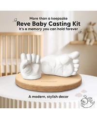 KeaBabies Reve Baby Casting Kit Hands and Feet Mold, 3D Hand 0-9 Months with Wood Base, Bpa-Free Keepsake