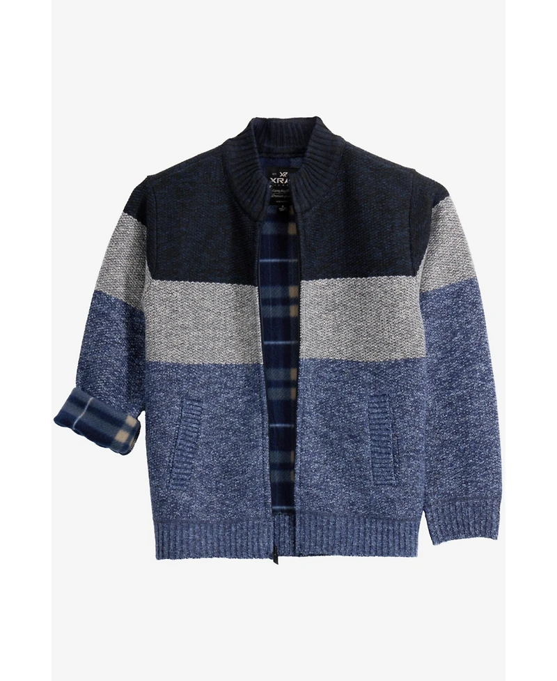 Xray Boys Full Zip Mock Neck Sweater With Fleece Lining
