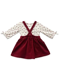 Blueberi Boulevard Baby Girls 3-Piece Floral Top, Headband and Cord Jumper Set