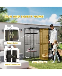 PawHut Weld Wire Catio Outdoor Indoor w/ Waterproof Cover, for 1-3 Kittens