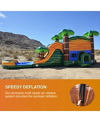 JumpOrange Cali Palms Commercial Grade Bounce House Water Slide with Dual Lane and Detachable Pool for Kids and Adults (with Blower), Tunnel Entrance,
