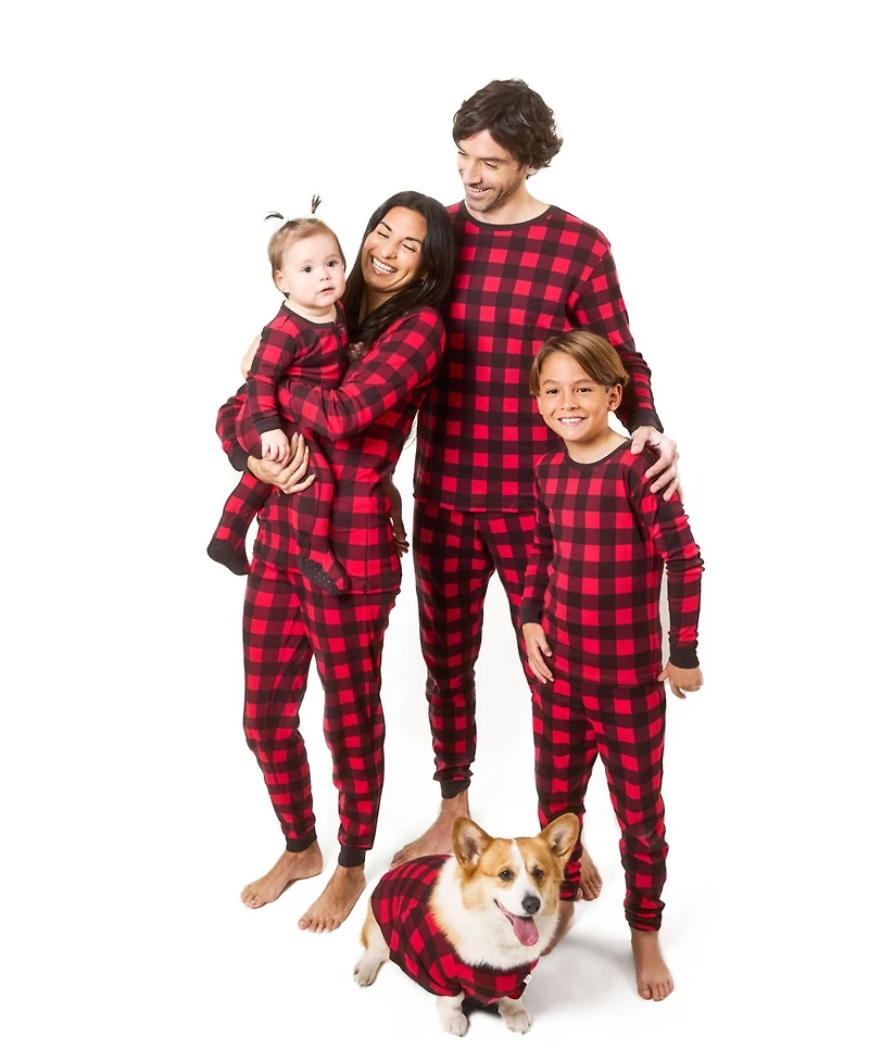 Leveret Baby Footed Cotton Pajamas - Plaid Black and Red - Matching Family Christmas Pajamas