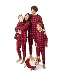 Leveret Baby Footed Cotton Pajamas - Plaid Black and Red - Matching Family Christmas Pajamas