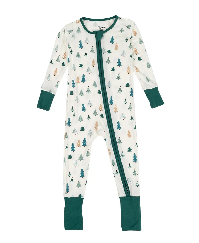 Leveret Baby Footed Bamboo Pajamas, Pine Tree, Matching Family Christmas Pajamas