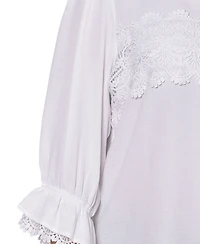 Ny Collection Plus 3/4 Sleeve Blouse With Lace Details Top