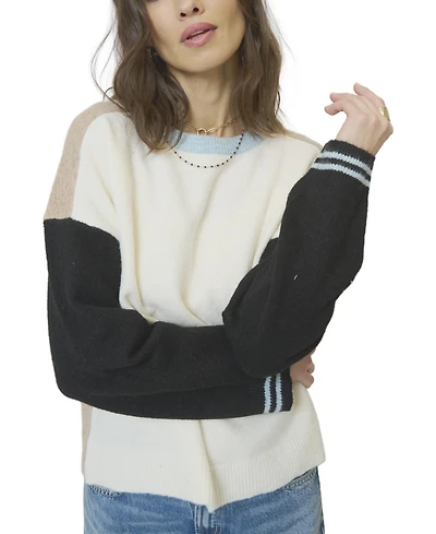 Central Park West Women's Ash Color Blocked Crewneck