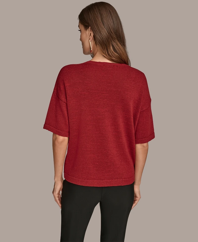 Donna Karan New York Women's Short Sleeve Sequin Sweater