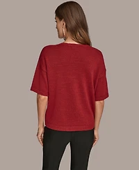 Donna Karan New York Women's Short Sleeve Sequin Sweater