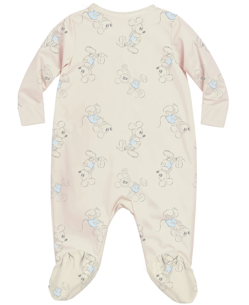 Disney Baby Boys 2-Piece Mickey Mouse Print Coverall and Hat Set