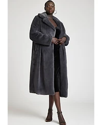 Eloquii Women's Plus Size Faux Fur Long Coat