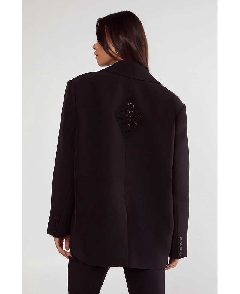 Nasty Gal Women's Tailored Crochet Insert Oversized Blazer