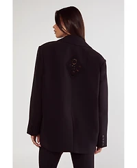 Nasty Gal Women's Tailored Crochet Insert Oversized Blazer