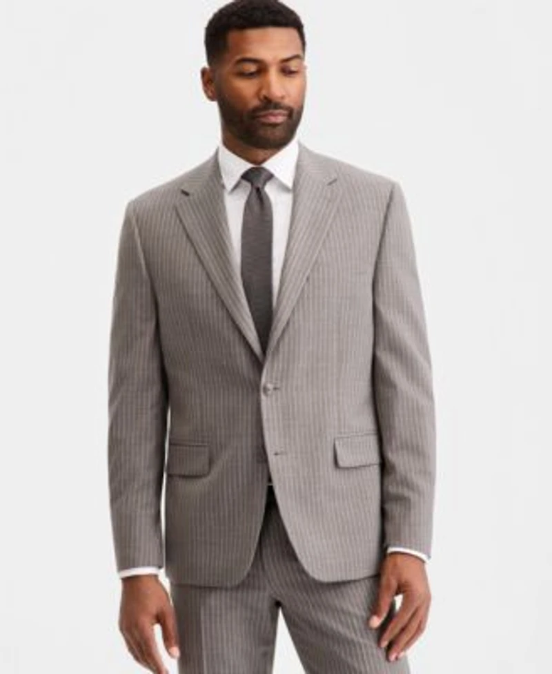 Michael Kors Mens Classic Fit Grey Pinstripe Suit Separates