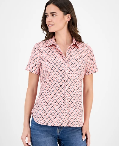 Nautica Jeans Women's Argyle Dot Camp Shirt