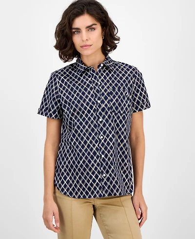 Nautica Jeans Women's Argyle Dot Camp Shirt