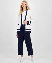 Nautica Jeans Women's Striped V-Neck Cardigan