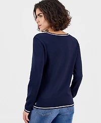 Nautica Jeans Women's Cotton Dot Crewneck Sweater