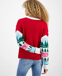 Hooked Up by Iot Juniors' Merry Dogs Car Ride Sweater