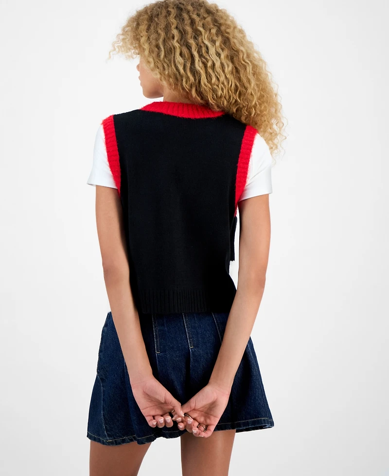 Hooked Up by Iot Juniors' Rudolph Sleeveless Holiday Sweater Vest
