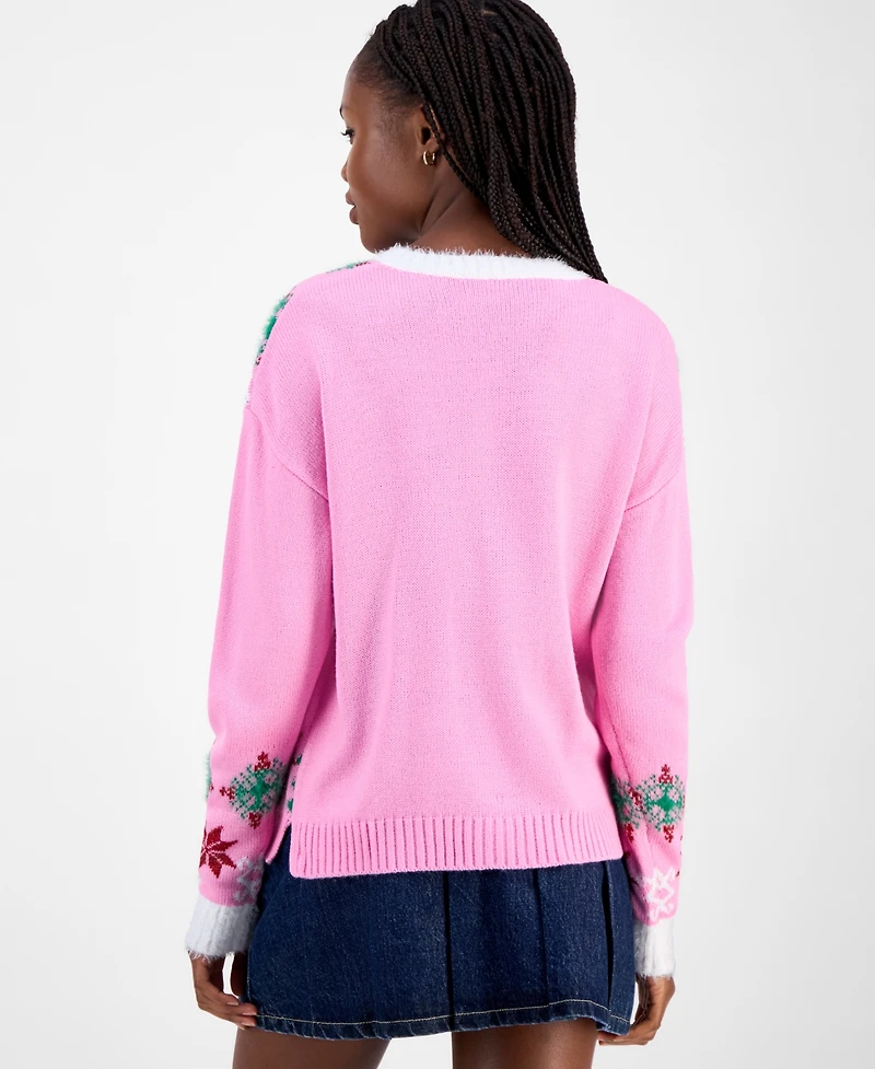 Hooked Up by Iot Juniors' Snoopy Wreath Sweater
