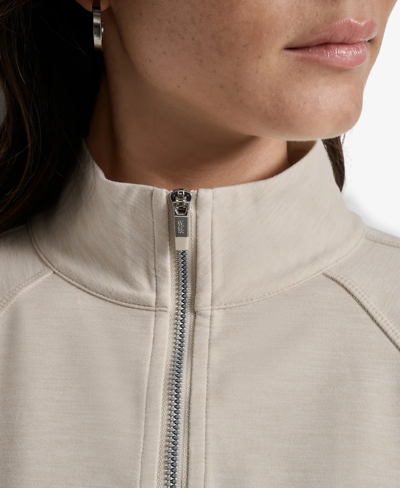 Dkny Sport Women's Space-Dyed Half-Zip Raglan-Sleeve Top