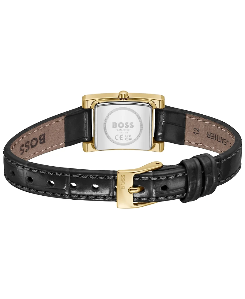 Hugo Boss Women's Lucy Precious Quartz Basic Mini Black Leather Watch, 18.50mm