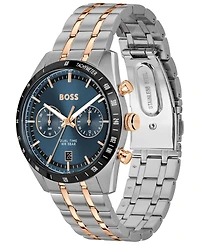 Hugo Boss Men's Tourmaster Quartz Multifunction Stainless Steel Ionic Plated Carnation Gold Steel Watch, 41mm