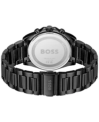 Hugo Boss Men's Strike Quartz Fashion Chrono Ionic Plated Black Steel Watch, 41mm