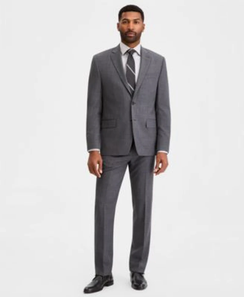 Michael Kors Mens Classic Fit Wool Blend Stretch Solid Vested Suit Separates
