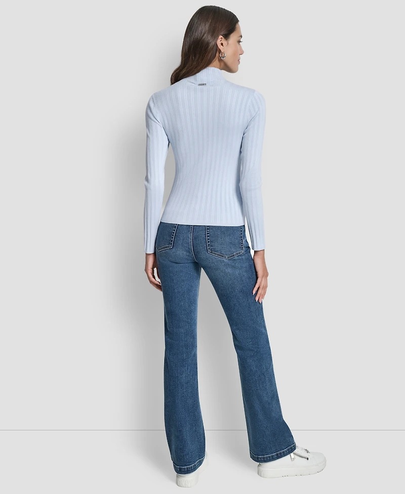 Dkny Jeans Petite Ribbed Mock-Neck Sweater