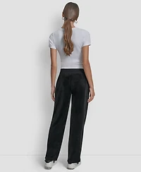 Dkny Jeans Petite Drawstring-Waist Velour Pants