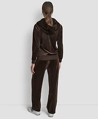 Dkny Jeans Petite Logo Detail Velour Zip-Up Hoodie