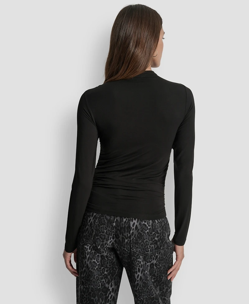 Dkny Jeans Petite Side Ruched Long Sleeves Top