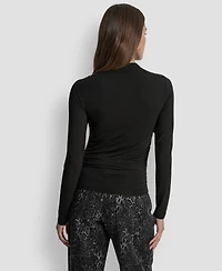 Dkny Jeans Petite Side Ruched Long Sleeves Top