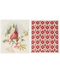Primitives by Kathy Winter Cardinal Swedish Dishcloth, Set of 2