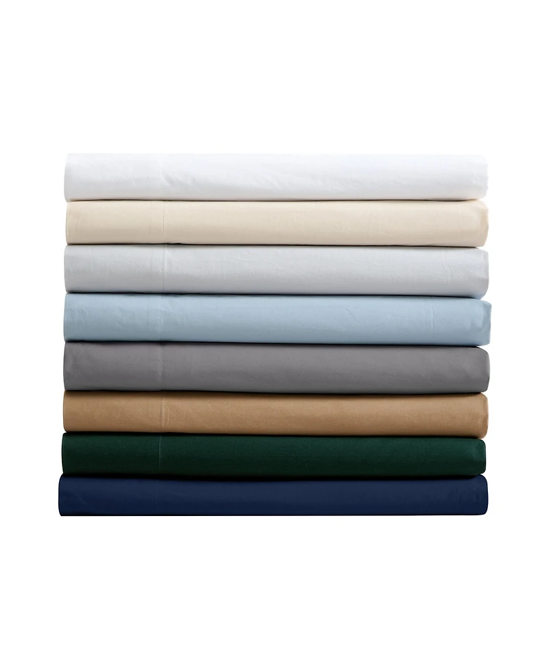 Nautica Solid Cotton Percale 3-Piece Sheet Set