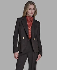 Bcbg Women's Pinstripe Peak Lapel Notch Collar Jacket