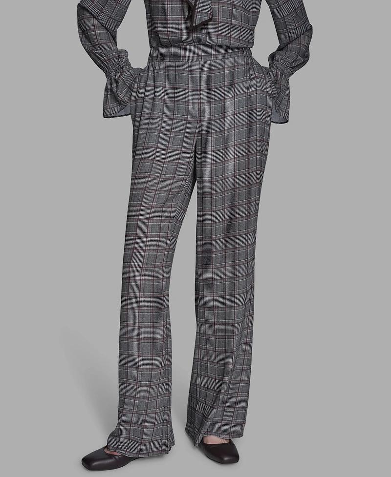 Bcbg Women's Plaid Wide-Leg Pants