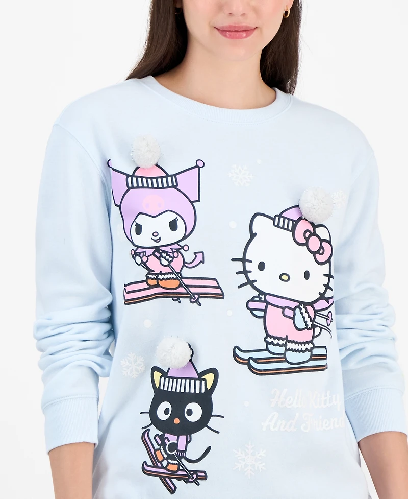 Love Tribe Juniors' Hello Kitty & Friends 3D Applique Graphic Sweatshirt