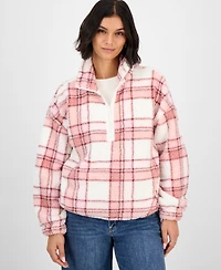 Planet Heart Juniors' Printed Quarter-Zip Sherpa Jacket