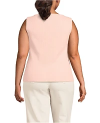 Lands' End Women's Plus Size Sleeveless Pointelle Rib Boat Neck Tank
